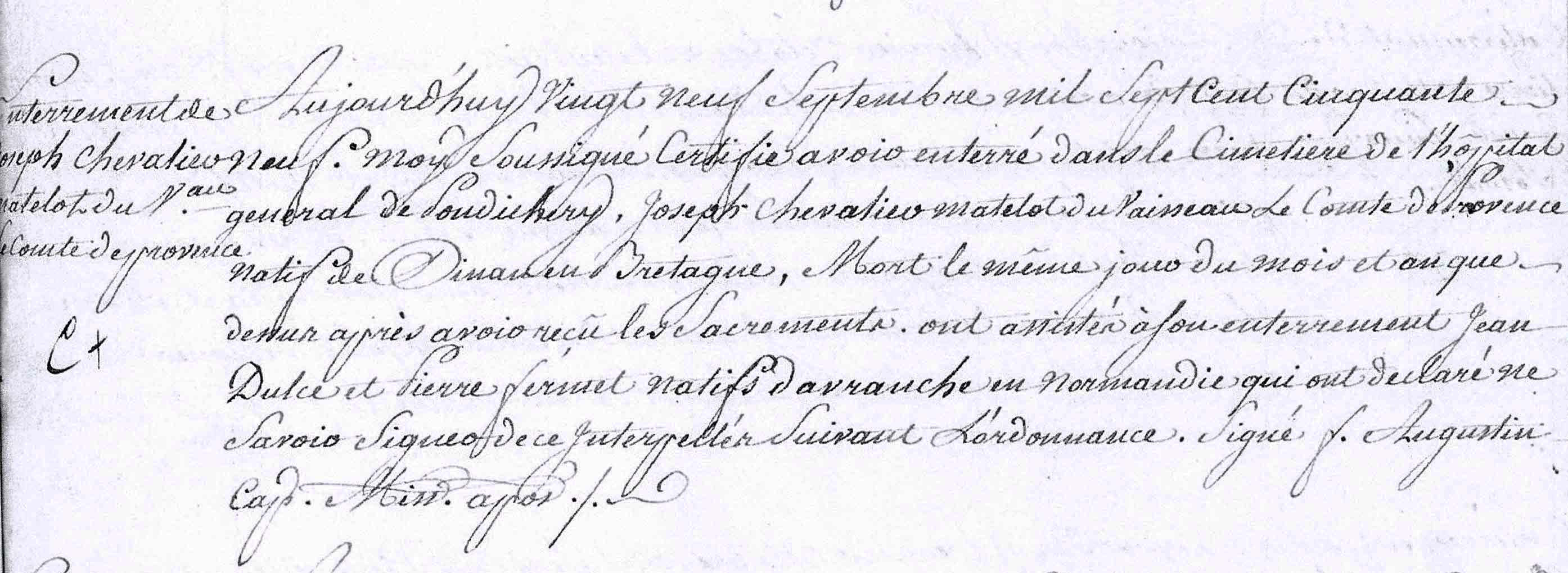 D�c�s de Joseph Mathurin Chevalier